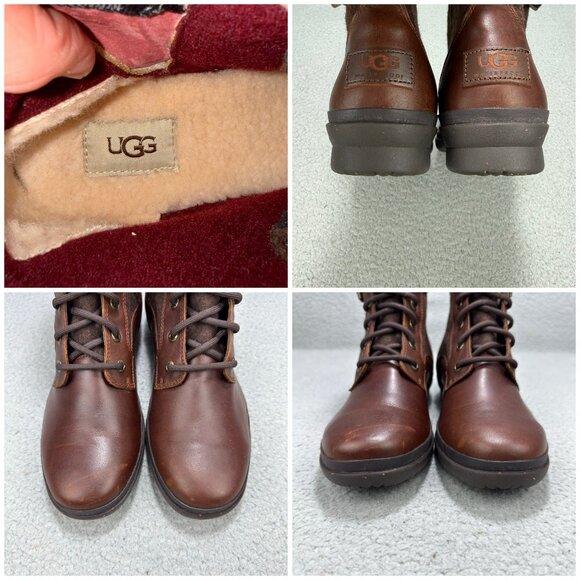 UGG Boots Womens 10 Shoes Brown Kesey Waterproof Shearling Zipper Ankle Booties - Picture 10 of 13